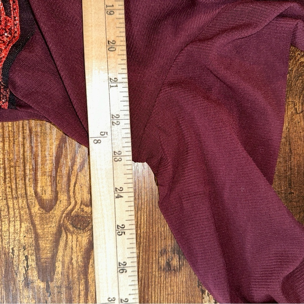 Lane Bryant Top Womens 22/24 Burgundy Blouse Festival Christmas Feminine Boho - Picture 7 of 10